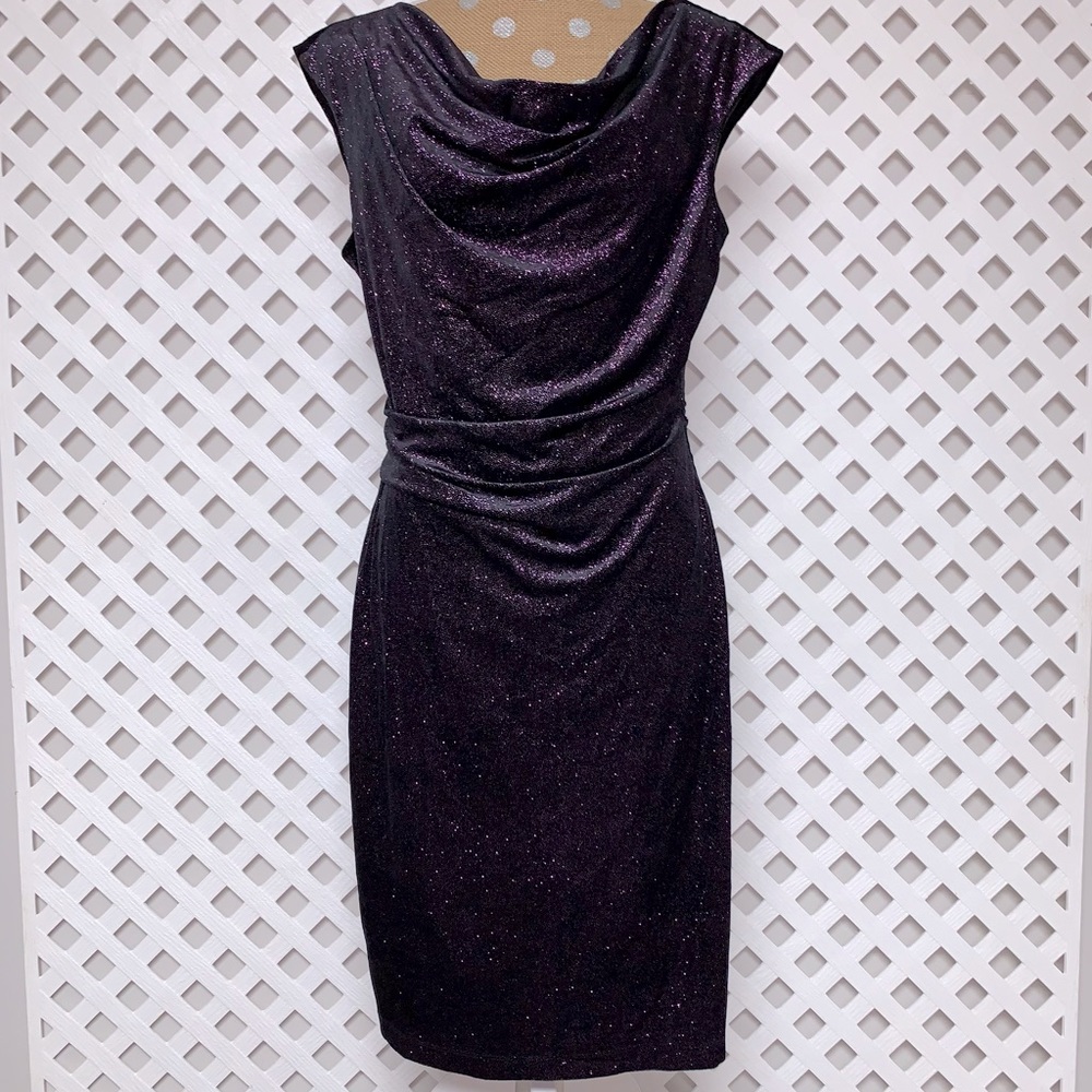JH Evenings Sparkle Cowl Neck Cocktail Dress